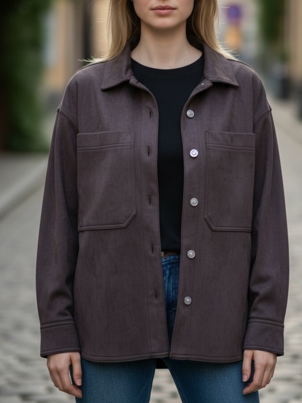 NWOT Truth By Republic Brown Suede Button Up Shacket